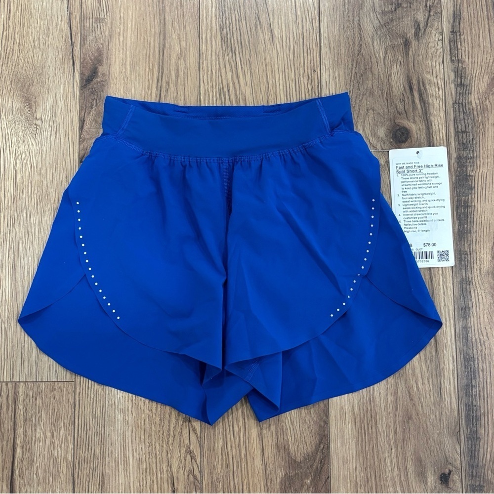 NWT Lululemon Fast & Free High Rise Split Shorts 3" Galactic Cobalt Size XXXS 0 - Picture 2 of 6